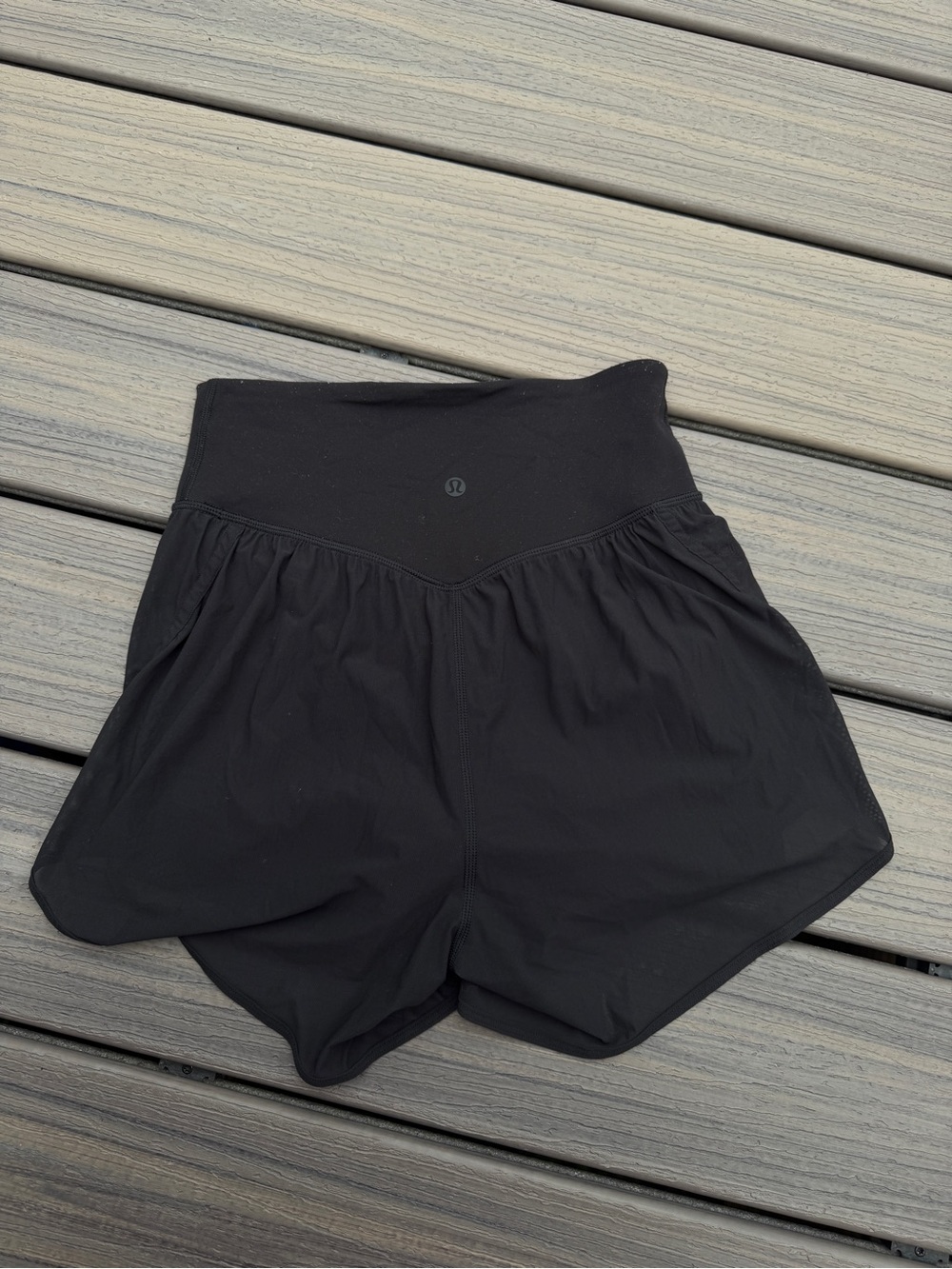 lululemon athletica Black High-Waist Nulu and Mesh Athletic Shorts